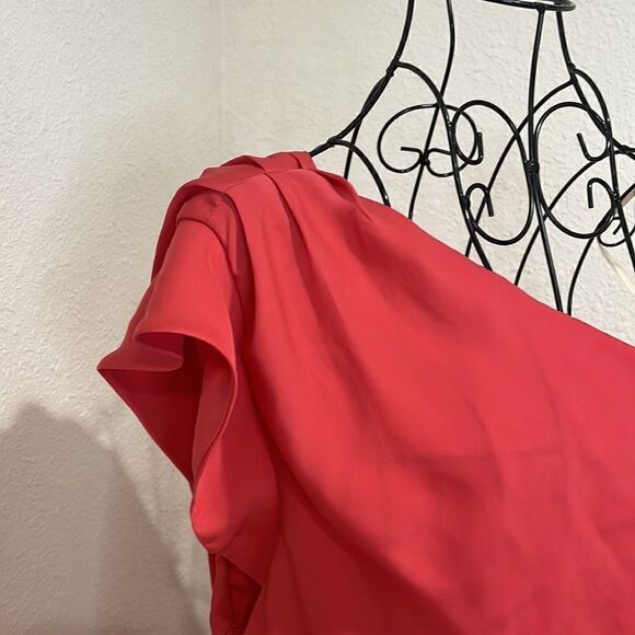 BCBGeneration One Shoulder Ruffle Dress Guava Pink size 12 - Picture 5 of 9